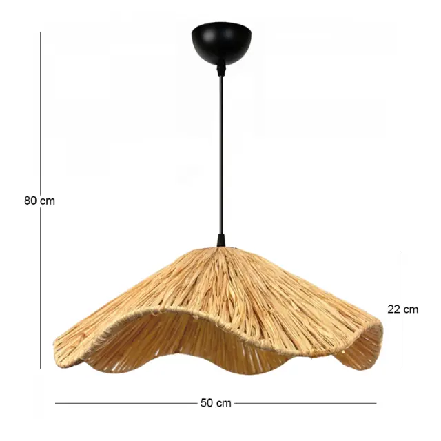 Φωτιστικό οροφής Miro Megapap E27 wicker μονόφωτο χρώμα φυσικό Ø50x100εκ. 3