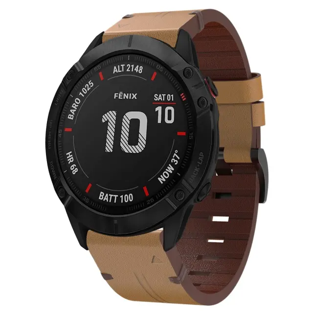 Δερμάτινο Λουράκι για Garmin Fenix 3/5x/3hr/5x Plus/6x/6x Pro/7x/8/9 (51mm)-Light Brown OEM