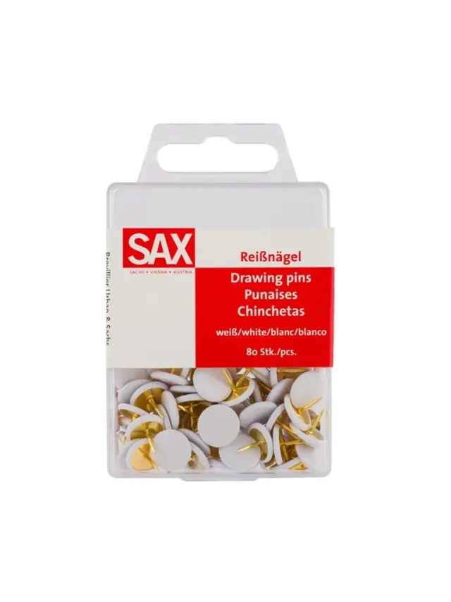 Sax Πινέζες Σε Άσπρο Χρώμα 80 Τεμαχίων/ 9014400179694 (Sax)