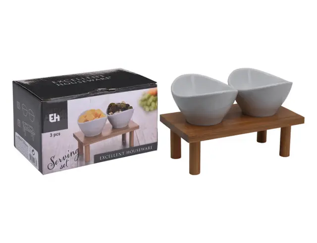 Σετ Σερβιρίσματος Excellent Houseware Πορσελάνη και bamboo, 3 τεμάχια 795880380 2