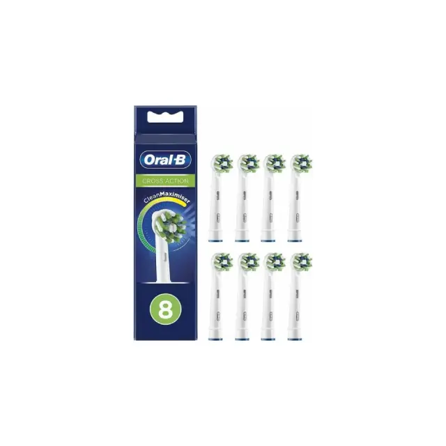Oral-B CrossAction, Ανταλλακτικές Κεφαλές Ηλεκτρικής Οδοντόβουρτσας με Τεχνολογία CleanMaximiser, 8τεμ