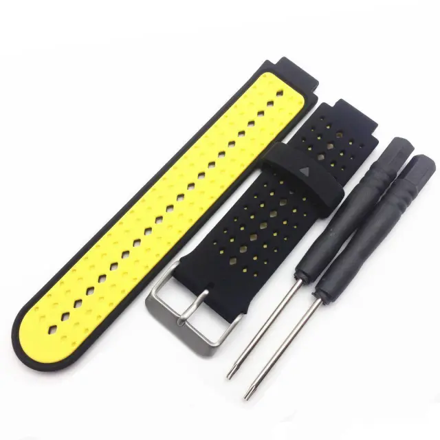 Silicone Watch Strap Για Garmin Forerunner 220/230/235/630/735 - Black/Yellow ΟΕΜ