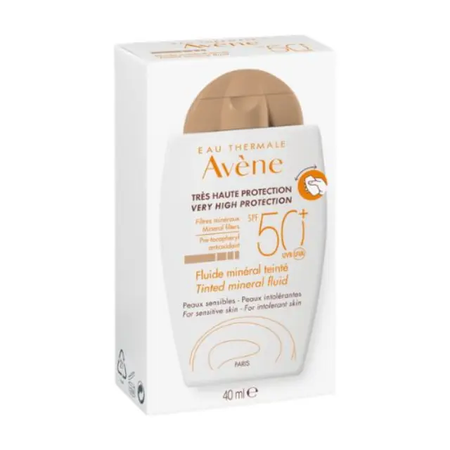 Eau Thermale Avène Soins Solaire Fluide Mineral Teinte SPF50+ Λεπτόρρευστη Αντηλιακή Κρέμα με Χρώμα 40ml 3
