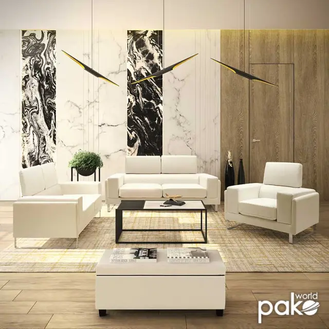 Καναπές Shea pakoworld 3θέσιος PU ivory-inox 198x80x87εκ 2