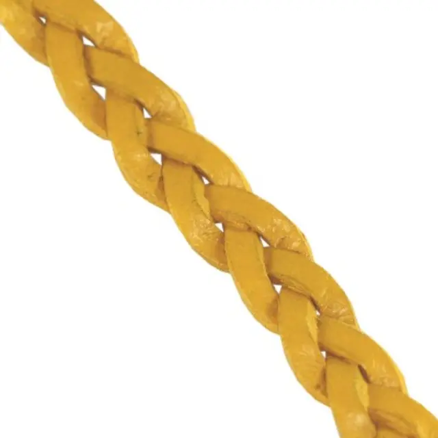 Κορδόνι Δερμάτινο Πλεγμένο Flat Yellow 5.5x1.5mm ~1m