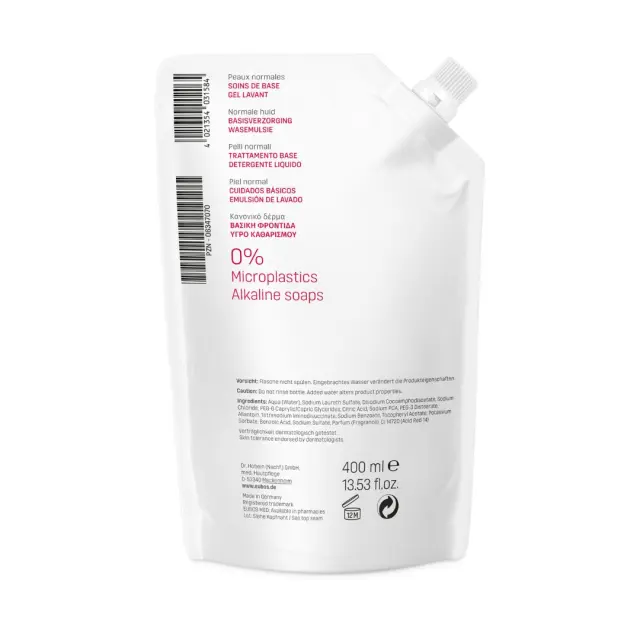 Eubos Liquid Red Washing Emulsion Basic Care Refill Ανταλλακτικό Υγρό Καθαρισμού Για Πρόσωπο - Σώμα, 400ml 2