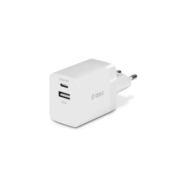 ttec SmartCharger Duo 45W PD Travel Charger USB-C+USB-A White (2SCP02B) (TTEC2SCP02B)