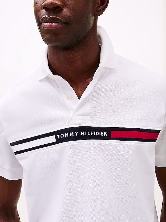 Tommy Hilfiger Ανδρική Polo Μπλούζα Λευκό Άσπρο 2