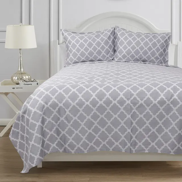 Σετ Παπλωματοθήκη 220x240 Υπέρδιπλη Beauty Home Fairmont Art 12005 Γκρι 100% Βαμβακοσατέν