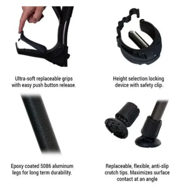 Πατερίτσα - Βακτηρία αγκώνα Opti Comfort FDI France (1 τμχ.) - Μαύρο 2