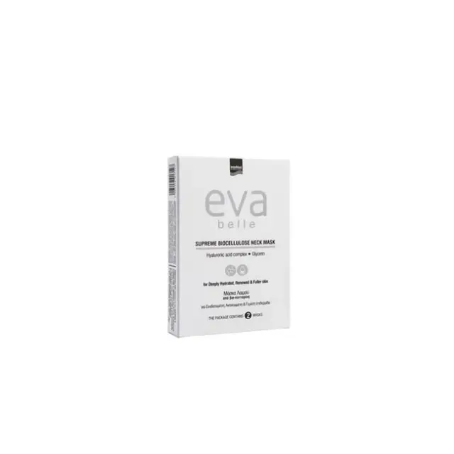 Intermed Eva Belle Supreme Biocellulose Neck Mask Μάσκα Λαιμού με Υαλουρονικό Οξύ & Γλυκερίνη 2x15ml