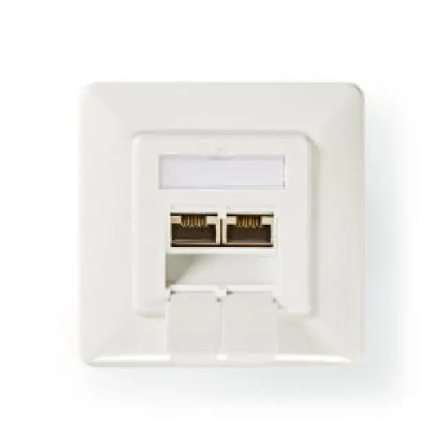 Πρίζα τοίχου χωνευτή CAT6a, 2xRJ45, σε λευκό χρώμα. 3