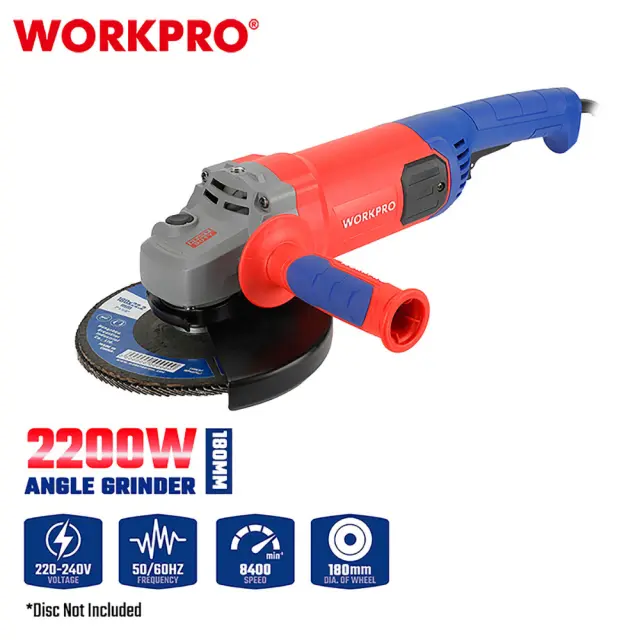 WORKPRO ΓΩΝΙΑΚΟΣ ΤΡΟΧΟΣ 2200W Φ180mm WP472014 (PROFI)