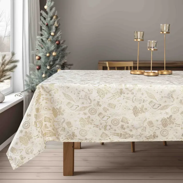 Beauty Home ΤΡΑΠΕΖΟΜΑΝΤΗΛΟ ΖΑΚΑΡ ΚΑΡΥΟΘΡΑΥΣΤΗΣ ΜΕ ΧΡΥΣΟ ΛΟΥΡΕΞ 135 x 220 cm 2