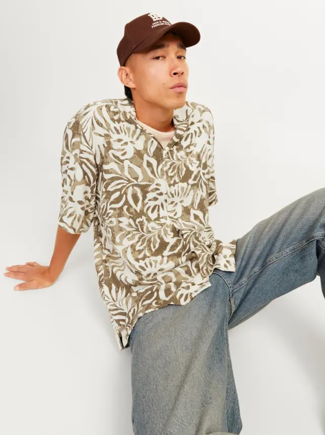 JPRBLUREXTON PRINT SHIRT S/S Tannin - XL 2