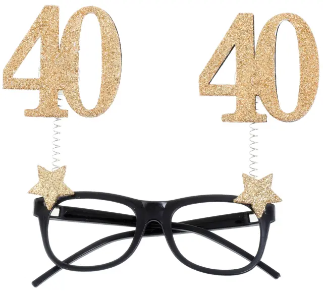Gold glitter age glasses 40 years 15 x 16 cm