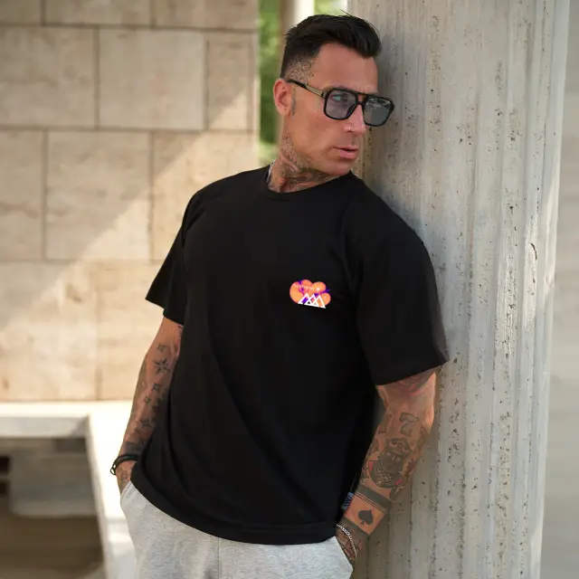 T-shirt Noshame® Oversized Μαύρο με τύπωμα Two Duo Pair - 142698 - XXL 2