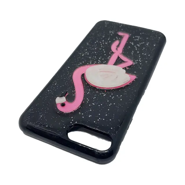 Θήκη Σιλικόνης Futeral Case Flamingos Για Apple iPhone 7 Plus / 8 Plus Μαύρη Ροζ 3