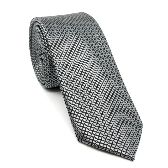 Γκρι Σχεδιαστική Γραβάτα Microfiber Σετ με Μαντηλάκι 3