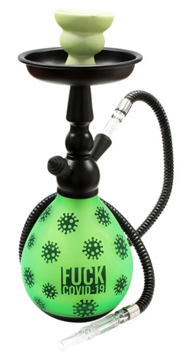 Ναργιλές Hookah Shisha Διπλός F@ck Covid19 Πράσινο 1 Hose - 33cm