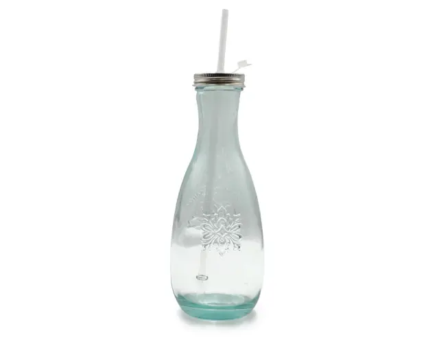 Μπουκάλι Glass Drops Authentic Est.1896 (5928) Mε καλαμάκι, Aπό 100% ανακυκλωμένο γυαλί, Xωρητικότητας 600ml, Διαστάσεων Ø 9 x Υ 27 cm 5928 2