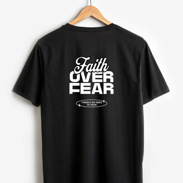 T-shirt Noshame® Μαύρο με τύπωμα Faith over Fear - 122580 - XXL 2