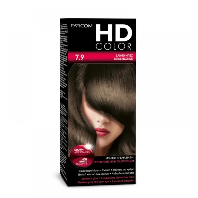 Farcom Βαφή Μαλλιών HD Color No 7.9 Ξανθό Μπέζ 60ml