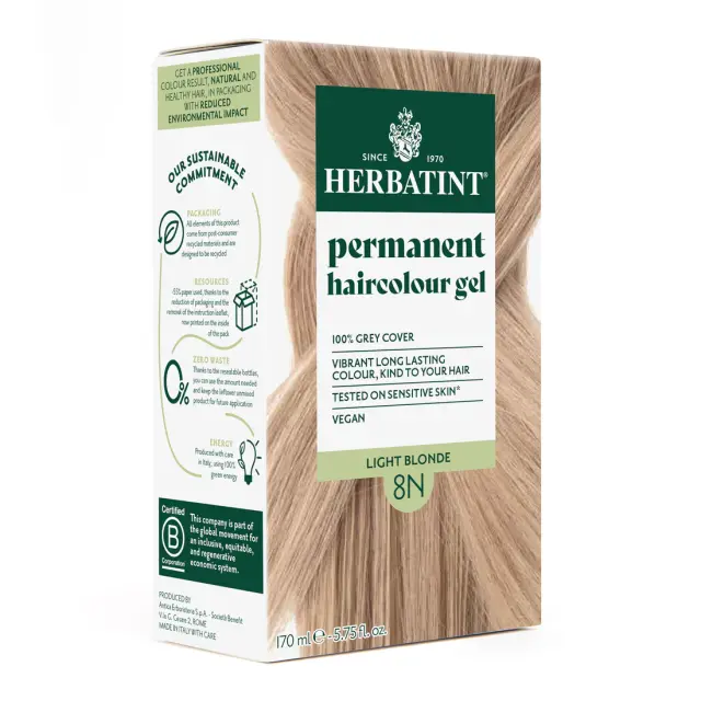 Herbatint Permanent Gel Βαφή Μαλλιών Χωρίς Αμμωνία 8N Ξανθό Ανοικτό 170ml