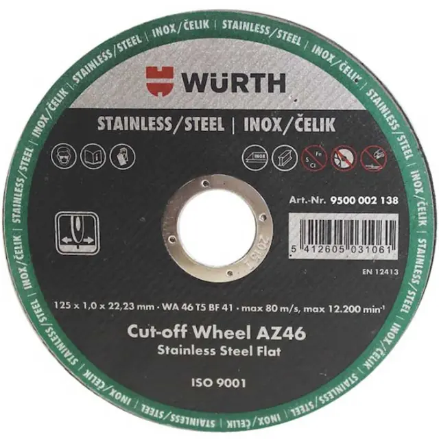 ΤΡΟΧΟΣ ΚΟΠΗΣ ΜΕΤΑΛΛΟΥ Φ125Χ1MM WURTH 9500002138