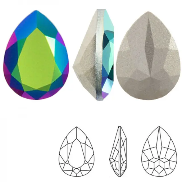 Swarovski 4320 Teardrop Crystal Scarabaeus Green 14x10mm - 2τεμ