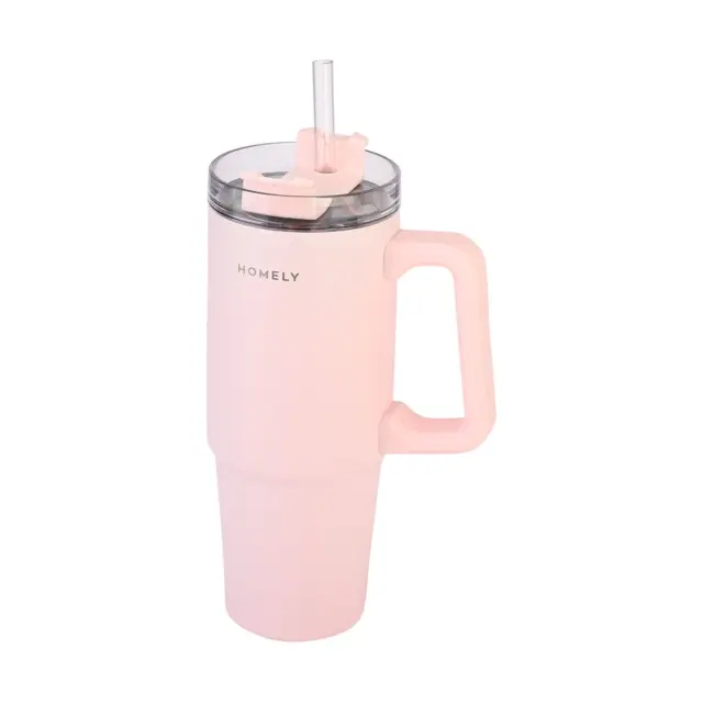 Estia Θερμος Homely Straw Tumbler XL Rose Quartz 900 ml 2