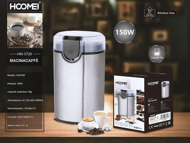 Ηλεκτρικός Μύλος Καφέ 150W με Χωρητικότητα 50gr Ασημί Hoomei HM-5720 2