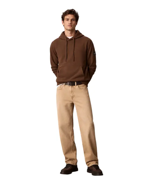Calvin Klein - Ανδρικό Μακρυμάνικο Φούτερ 350terry Badge Hoodie LV04RJ201G-WFM Καφέ 3