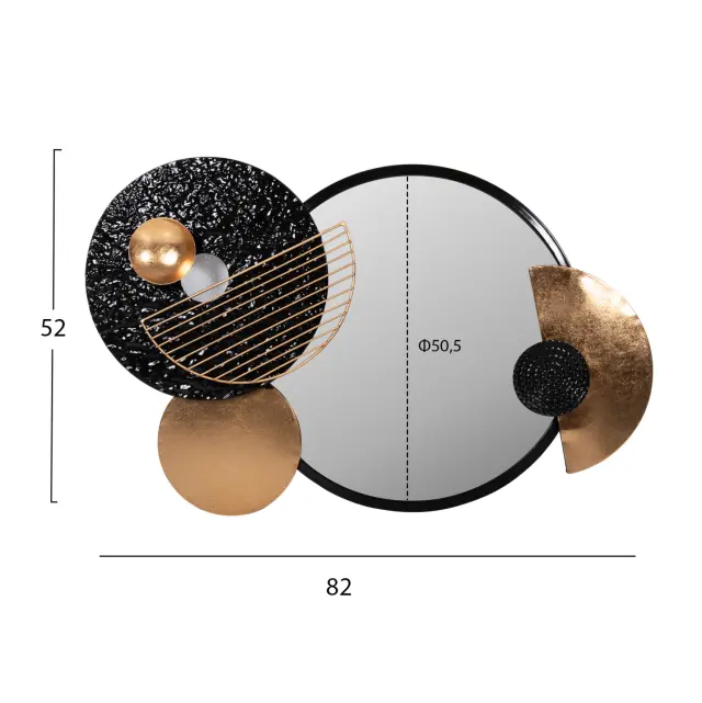 ΚΑΘΡΕΠΤΗΣ ΤΟΙΧΟΥ FB94211 ΜΕΤΑΛΛΟ ΣΕ ΜΑΥΡΟ-ΧΡΥΣΟ 82x8x52Υ εκ. 2
