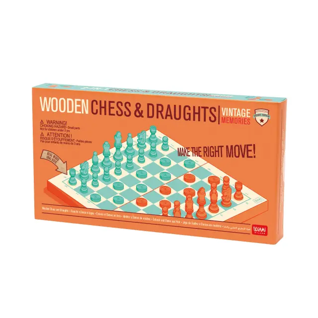 Legami Milano 2-in-1 Chess & Draughts Σκάκι από Ξύλο με Πιόνια