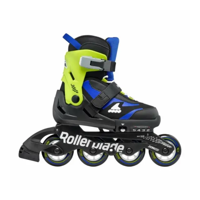 Rollerblade Microblade SL - Μαύρα/Μπλε/Lime ρυθμιζόμενου μεγέθους παιδικά inline rollers - 36.5-40.5