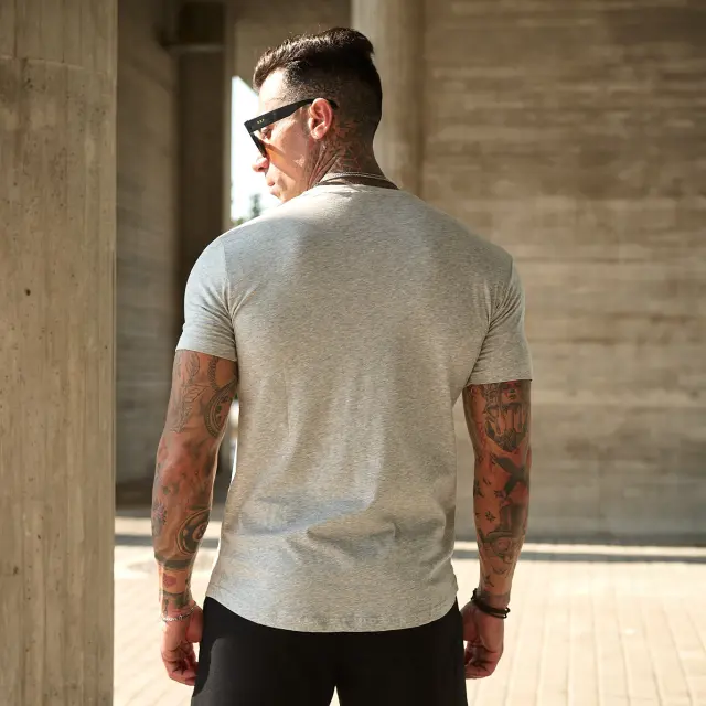 T-shirt Noshame® Γκρι μελανζε με patch - 142541 - XXL 2