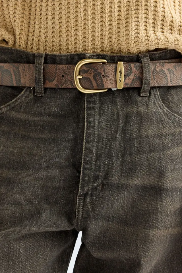 Wrangler SNAKE Δερμάτινη Ζώνη 112387413 - Dark Brown - 100 2