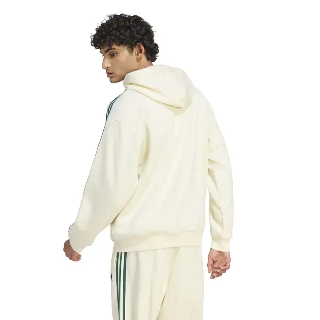 adidas Sportswear Men's 3Stripes Fleece Full-Zip Hoodie Εκρού KY4149 (adidas Sportswear) - Medium 2