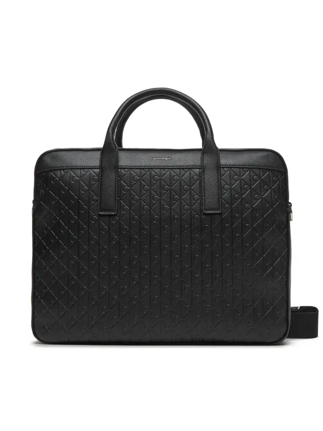 Calvin Klein Ανδρική Μεγάλη Τσάντα Laptop Emblem Emboss Commuter Μαύρη