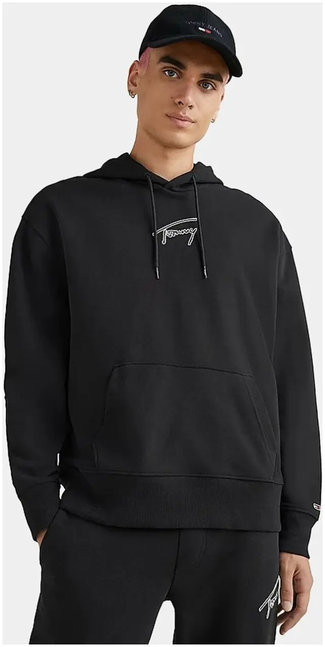Tommy Hilfiger - Ανδρικό Φούτερ με Κουκούλα και Τσέπες DM0DM15796-BDS Μαύρο