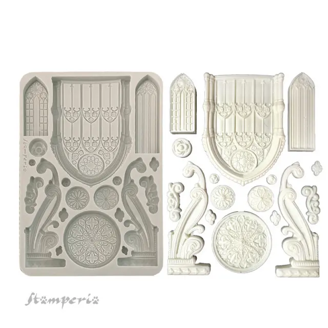 Καλούπι σιλικόνης A5, 15×21cm, Stamperia, Master of Magic, Gothic architecture