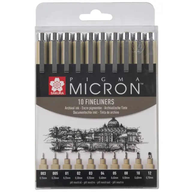 Σετ 10 Μαρκαδόροι Sakura Pigma Micron Black