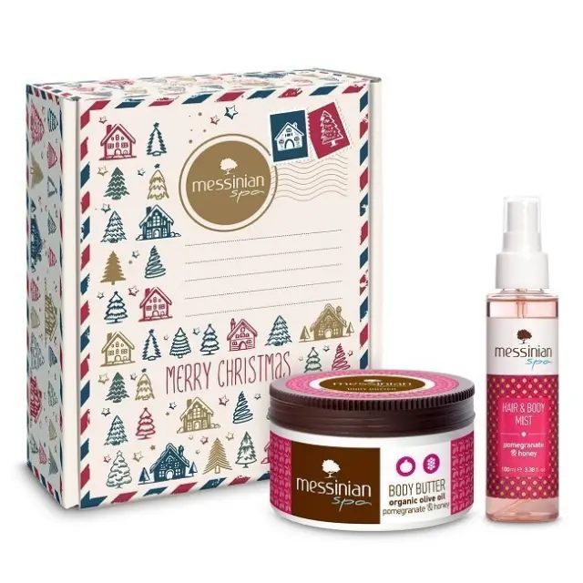 Messinian Spa Promo Xmas Box Pomegranate & Honey Body Butter Βούτυρο Σώματος 250ml & Σπρέι Μαλλιών και Σώματος 100ml