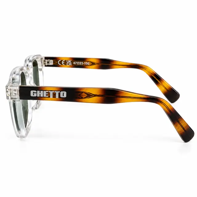 Ghetto Sunglasses Clear Frame + Dark Green Lenses | Unisex 3