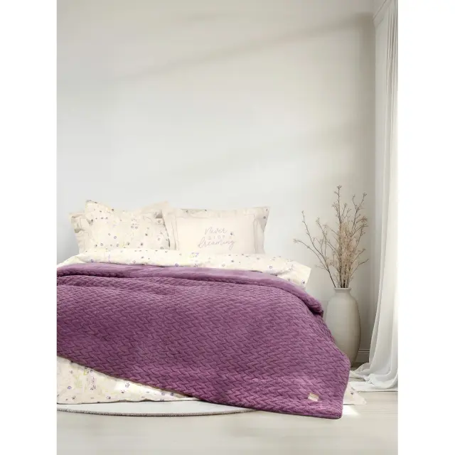 Κουβερτοπάπλωμα 220x240 Υπέρδιπλο 730gsm Flannel Fleece Nima Muffle Mauve 100% Πολυέστερ