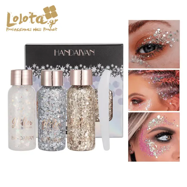 Σετ Glitter Face & Body Gel 3 τμχ Handaiyan 001
