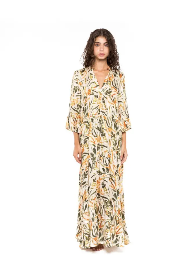 B201 - Type - BEACHWEAR LONG PASTEL GREEN LEAF