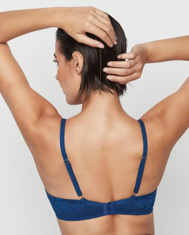 Selmark Malitzia Δαντελένιο Bralette Σουτιέν Χωρίς Ενίσχυση Μπλε - 85C 2