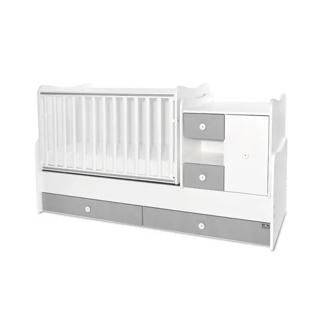 Lorelli Πολυμορφική κούνια - κρεβάτι "MiniMax New" 190/72 White - Stone grey Λευκό